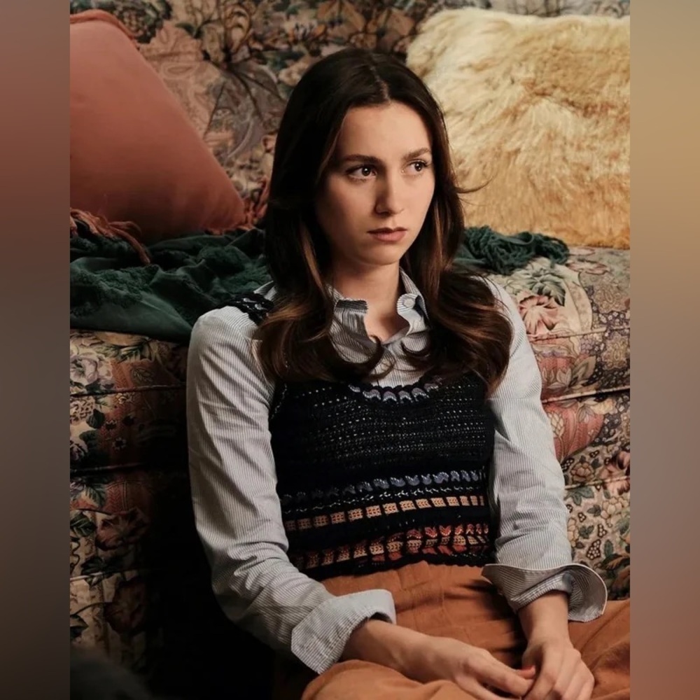 AS SEEN ON EUPHORIA Alice + Olivia Dorian Tank Crochet Boho Indigo Navy Multi M